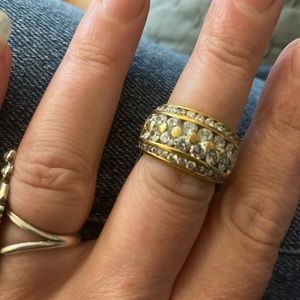 Baller Vintage CZ Gold Plate Boss Ring, Probably Size 6